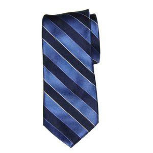 Jos A Bank Repp Stripe Tie Blue White Silk